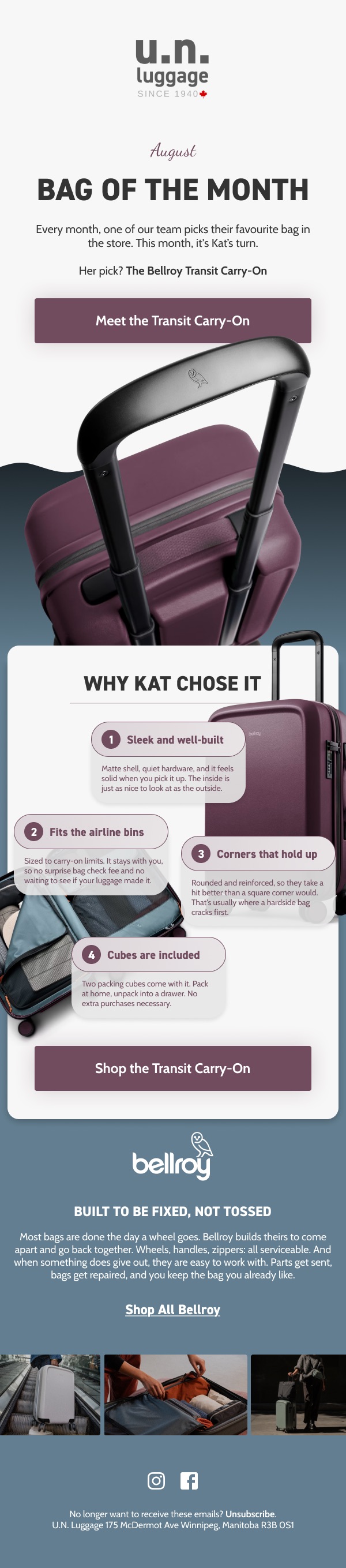U.N. Luggage email: Bag of the Month staff pick