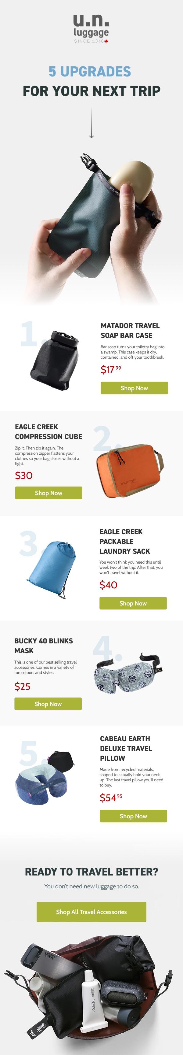 U.N. Luggage email: 5 Upgrades for Your Next Trip